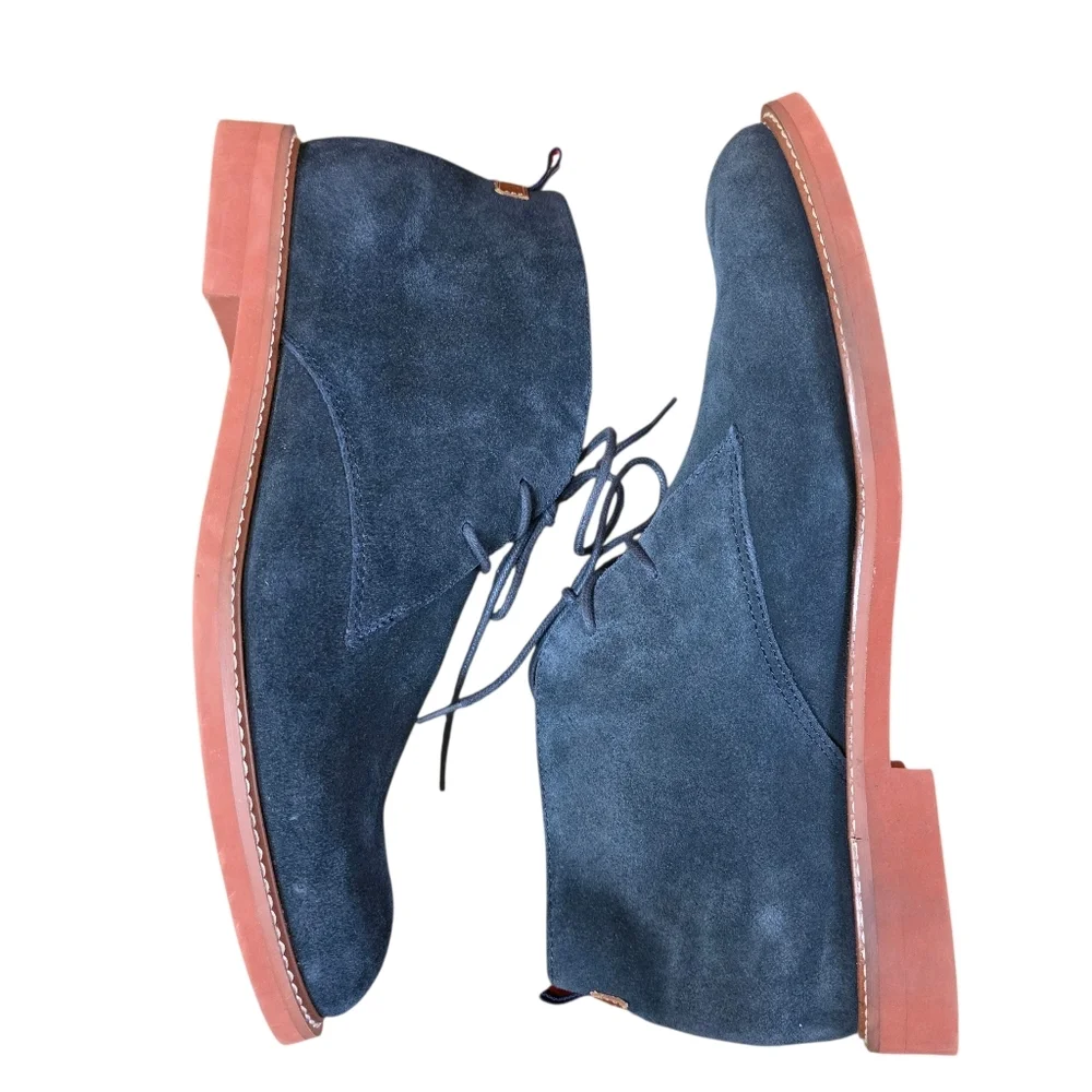 Tommy Hilfiger Men’s Blue Suede Chukka Boots Size 11 Leather Lace Up